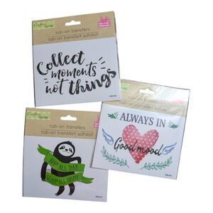 Crafter’s Square Rub-On Transfers Lot of 3 – Quote & Sloth Designs